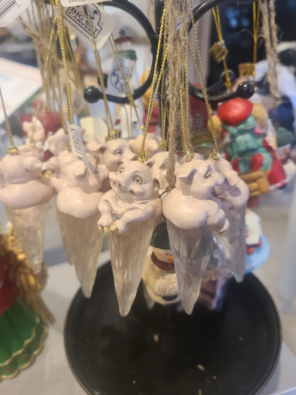 Vintage Cream Pig Set Of 4 Total  Icicle Hanging Ornament